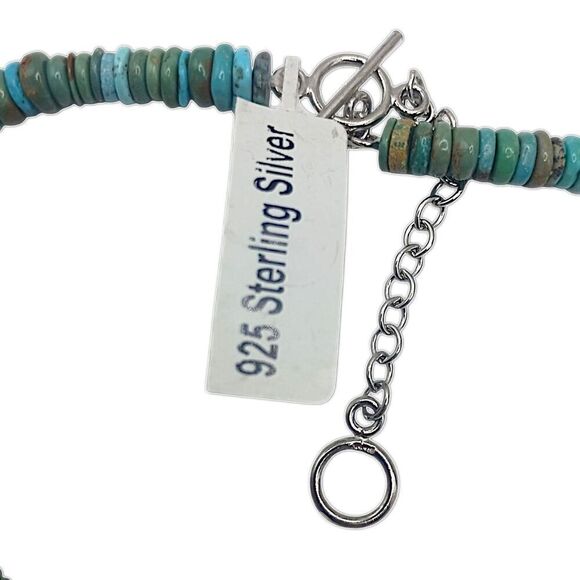 Turquoise Baroque Pearl Necklace Sterling Silver Toggle WW Kingman Western - Picture 4 of 16